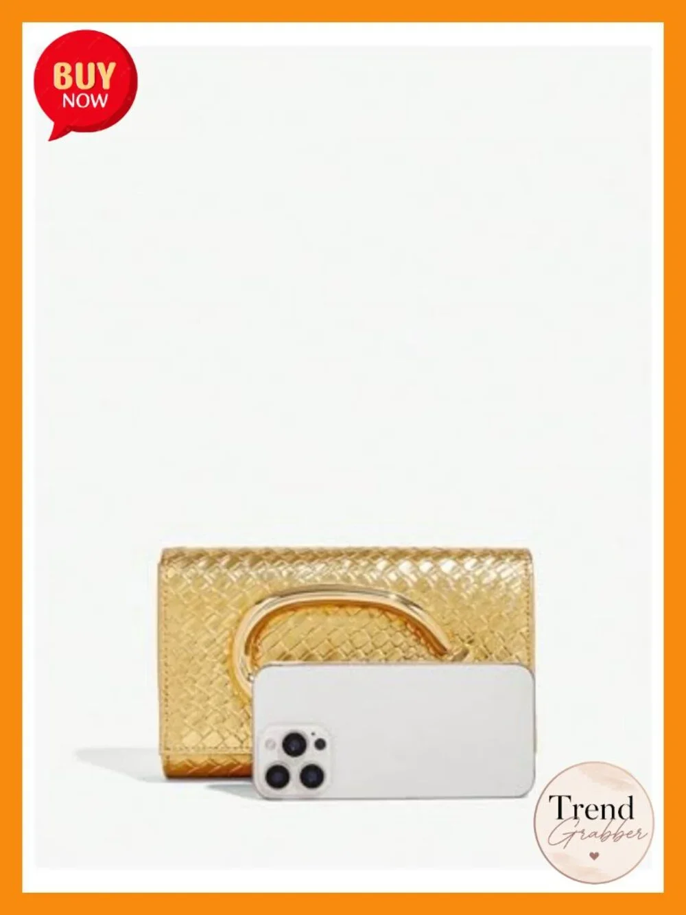 PU Leather Evening Clutch Purse with Chain Metal Decoration Shoulder Bag